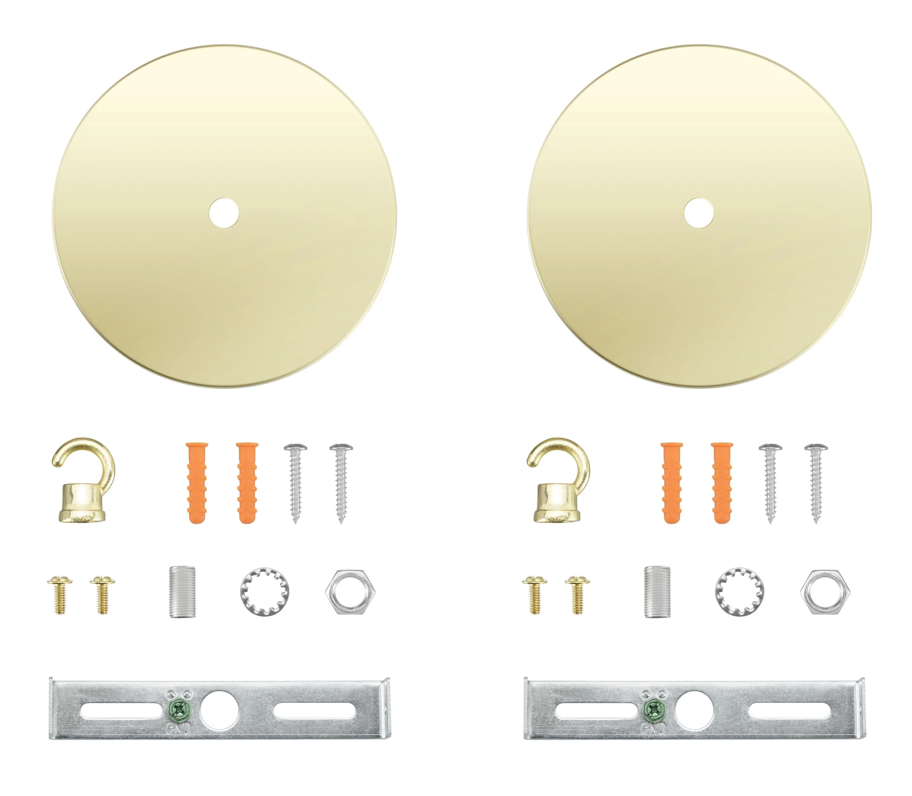 # 21510-3X Contemporary Chandelier Fixture Canopy Kit, 4-3/4" Diameter with Hook, 7/16" Center Hole, Brass Finish, 1 Sets/Pack