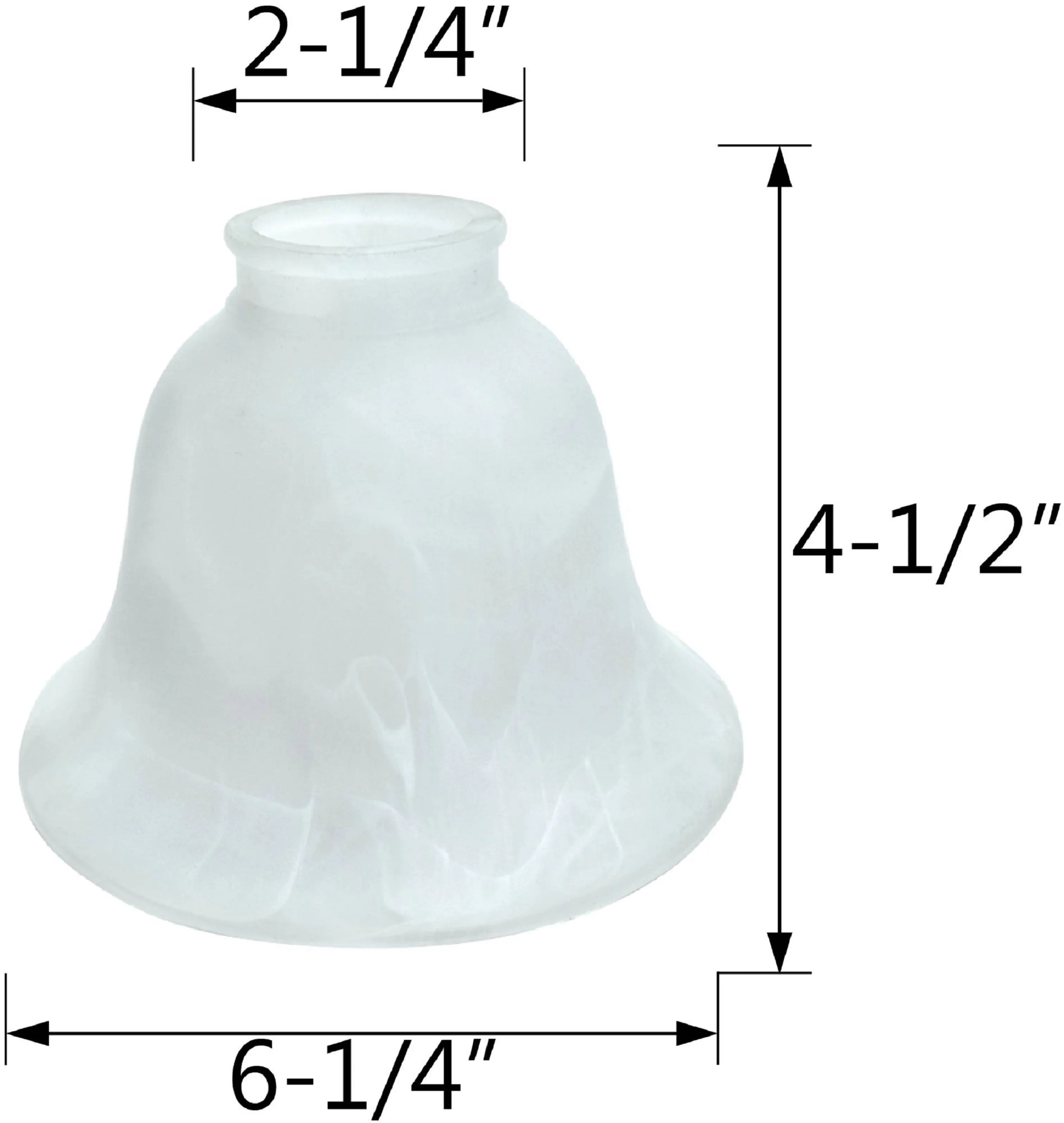 # 23106-4 Transitional Faux Alabaster Bell Shaped Ceiling Fan Replacement Glass Shade, 2-1/4" Fitter, 6-1/4" Diameter x 4-1/2" Height, 4 Pack