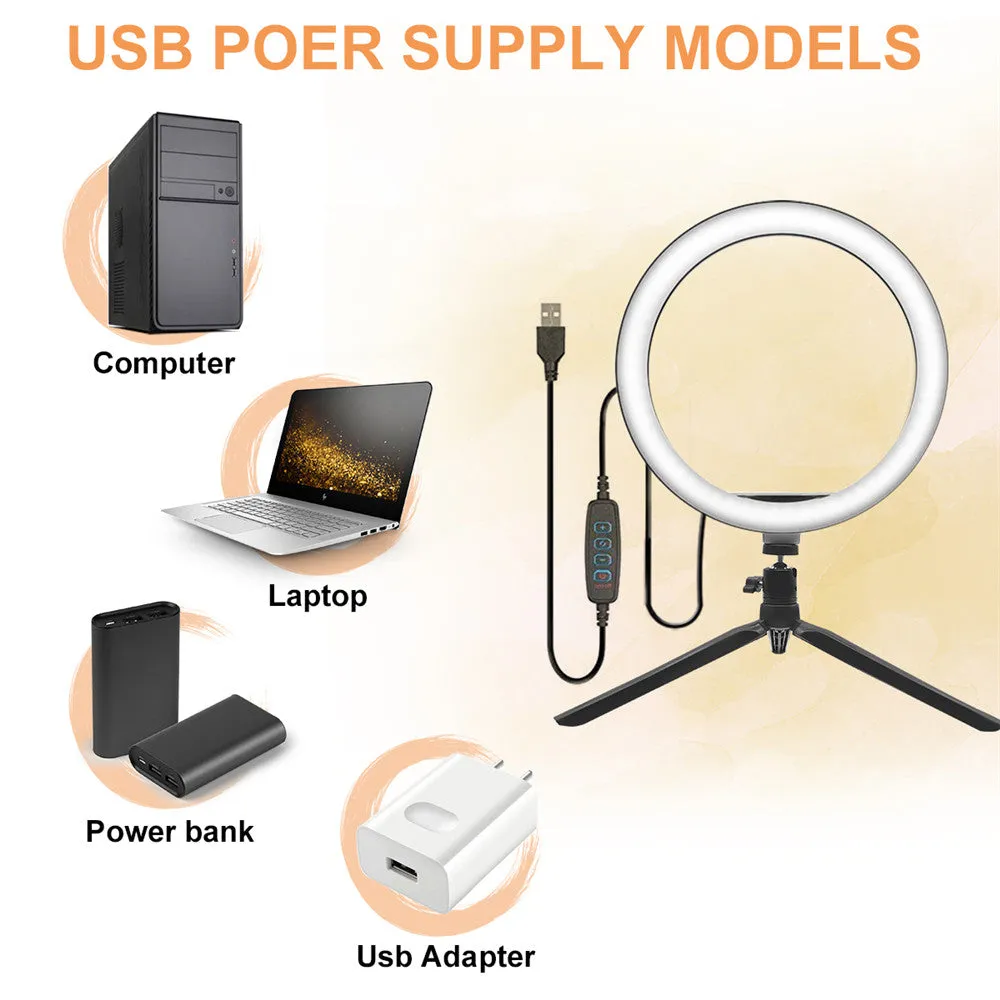 10 Inch LED Ring Light Dimmable Desktop Selfie Light Tripod Stand for YouTube Tiktok Video Live Stream Makeup Photography