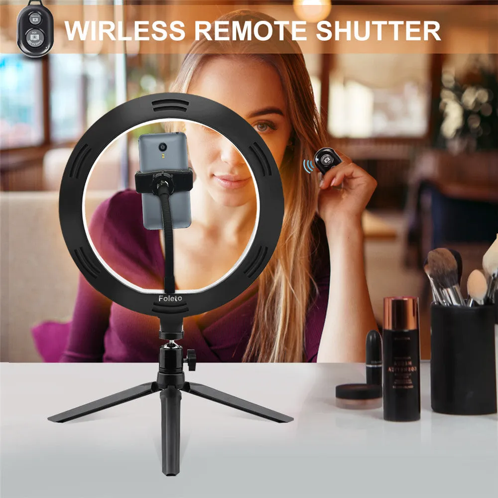 10 Inch LED Ring Light Dimmable Desktop Selfie Light Tripod Stand for YouTube Tiktok Video Live Stream Makeup Photography