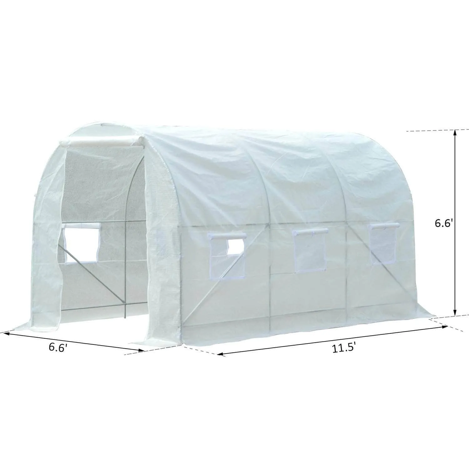 11.5ft x 6.6ft Portable Walk In Tunnel Backyard Greenhouse in White