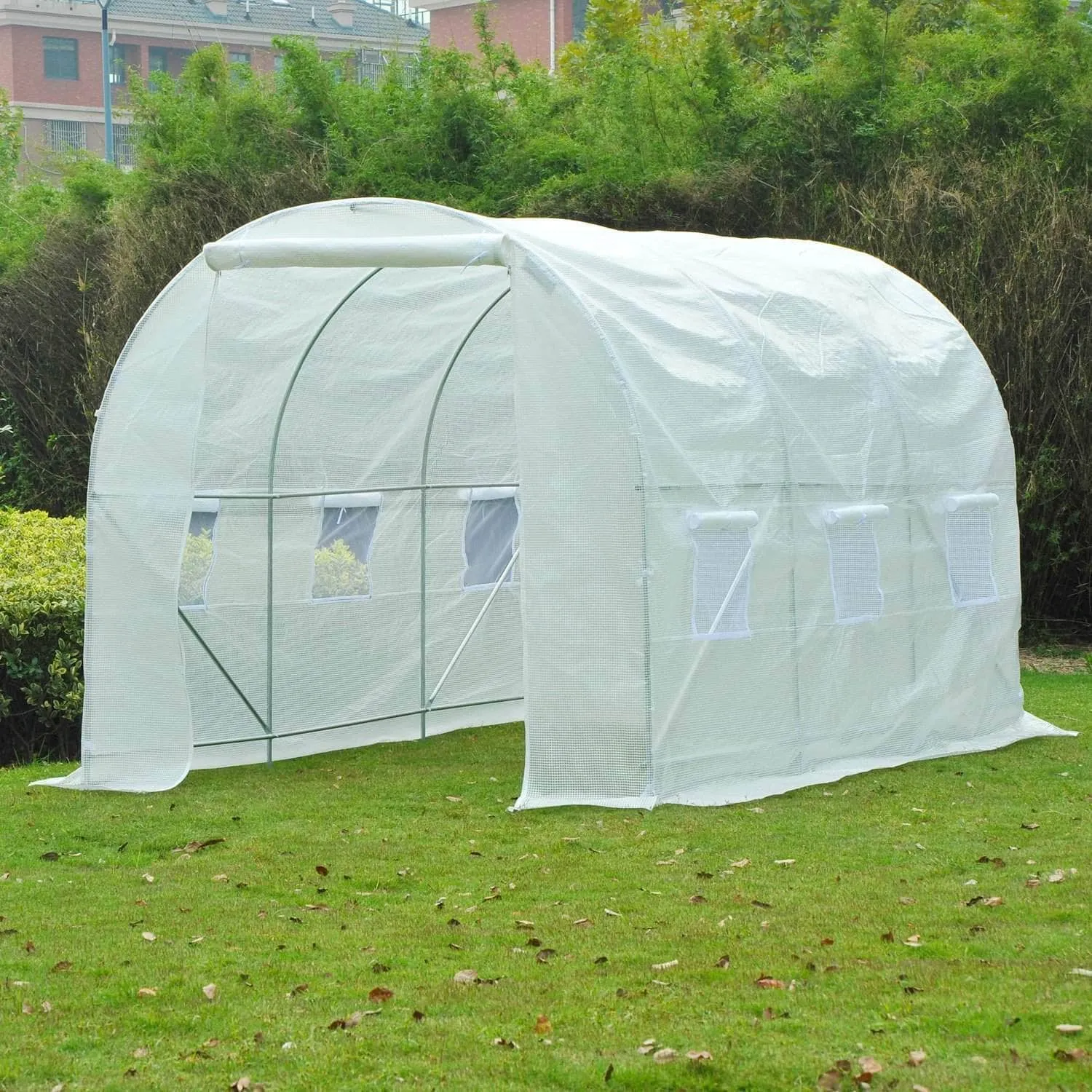 11.5ft x 6.6ft Portable Walk In Tunnel Backyard Greenhouse in White