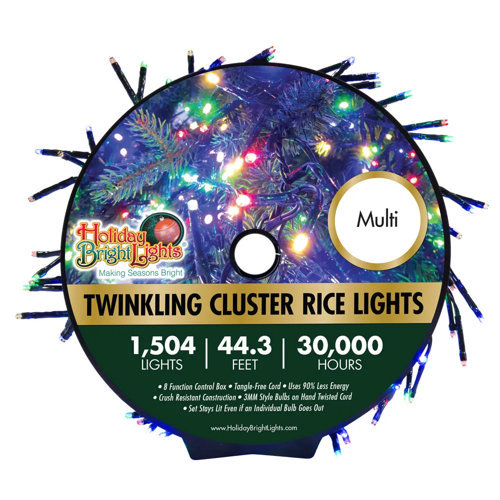 1,504 LED Twinkling Cluster Rice Christmas Lights