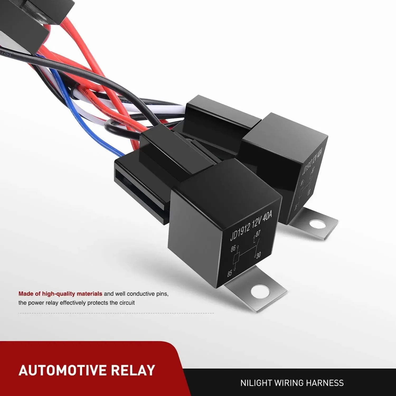 16AWG Amber White Light Bar Wire Harness Kit 2 Leads W/ 12V Push Button Switch | 2 Fuses | 6 Spade Connectors