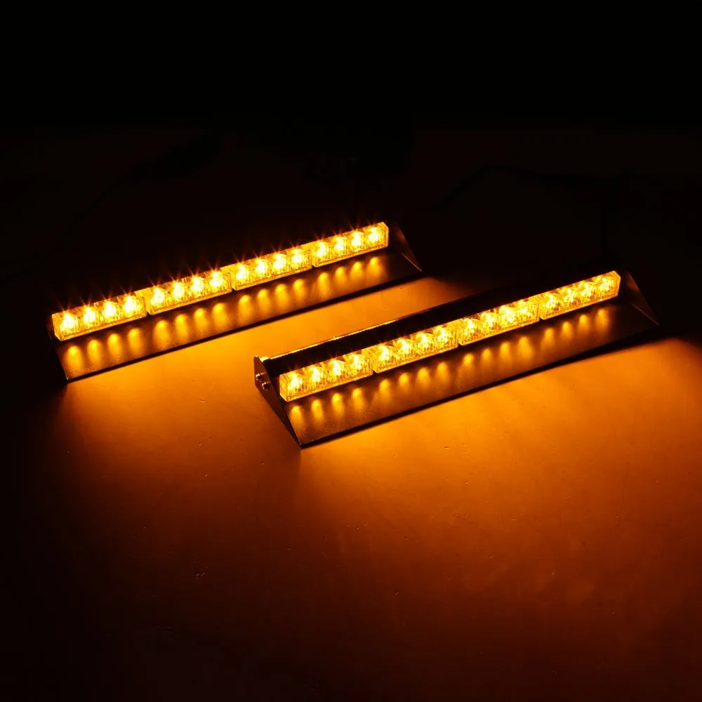 17" Dual Windshield Dash Strobe Light Bars 20 Flashing Patterns with Suction Cup Mount for Vehicles Trucks SUV ATV Car