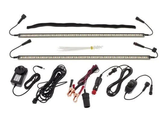 2 Bar Led Camping Light Kit 12V - Or 240V Orng/Wht Illum Mag/Clp