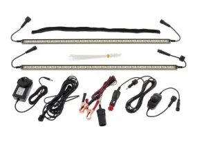 2 Bar Led Camping Light Kit 12V - Or 240V Orng/Wht Illum Mag/Clp