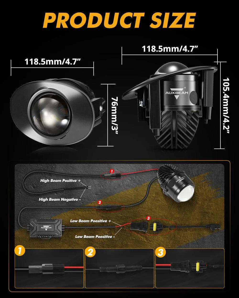 2 Inch 70W Bi-LED Projector Lens Fog Light 6000K HD Lens For Toyota/Honda | 2 Pcs/Set