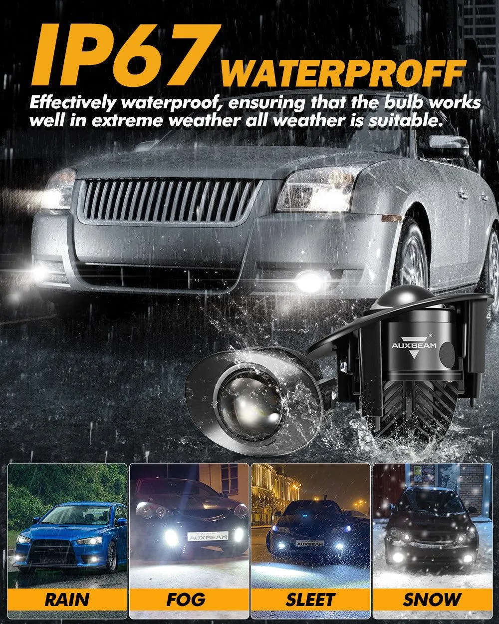 2 Inch 70W Bi-LED Projector Lens Fog Light 6000K HD Lens For Toyota/Honda | 2 Pcs/Set
