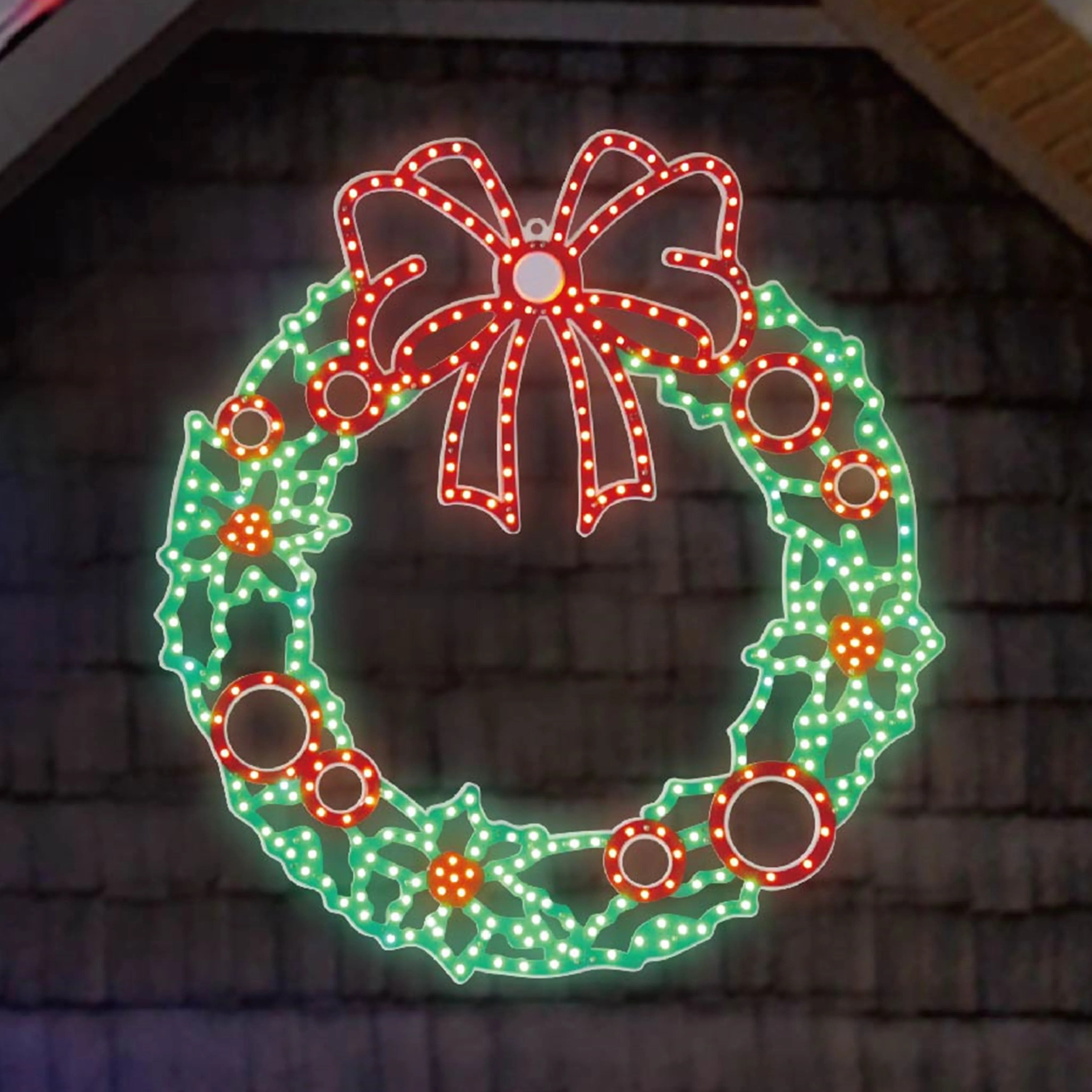 24" Hi-Vibrant LED Christmas Wreath Decoration