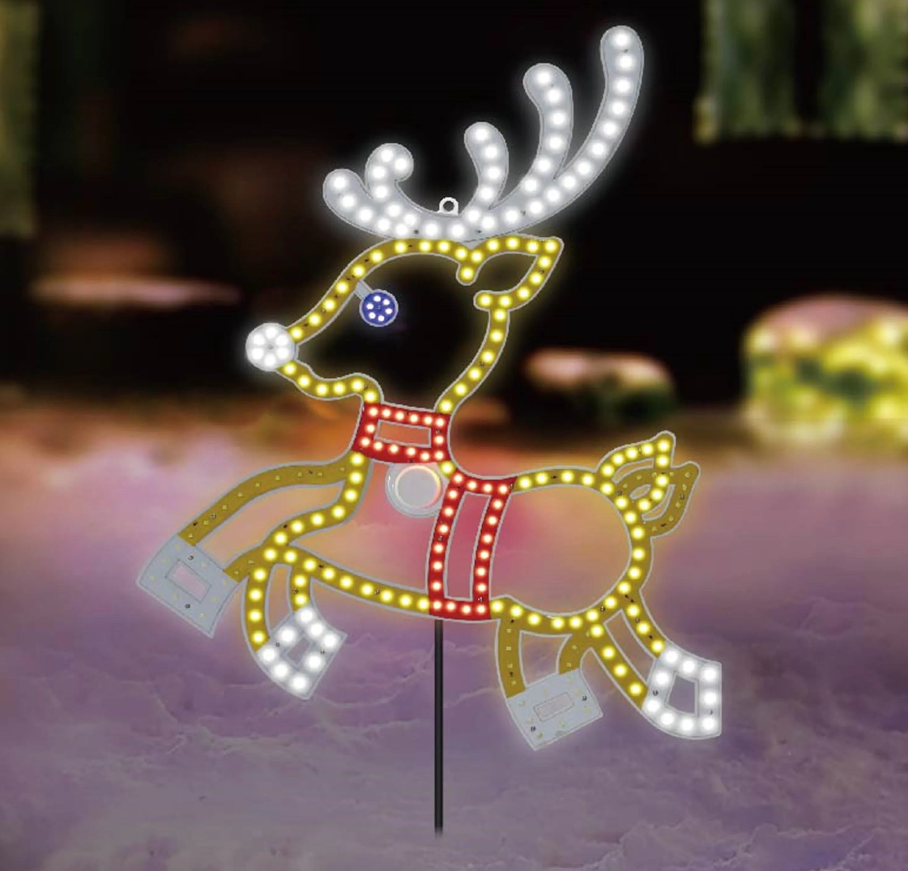 24" Hi-Vibrant LED Prancing Reindeer Christmas Decoration