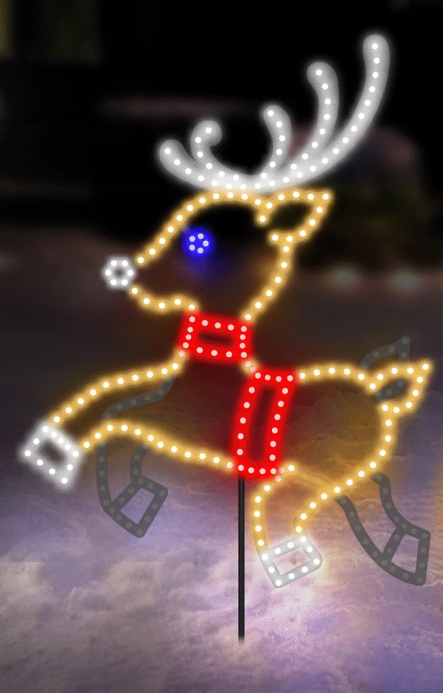 24" Hi-Vibrant LED Prancing Reindeer Christmas Decoration