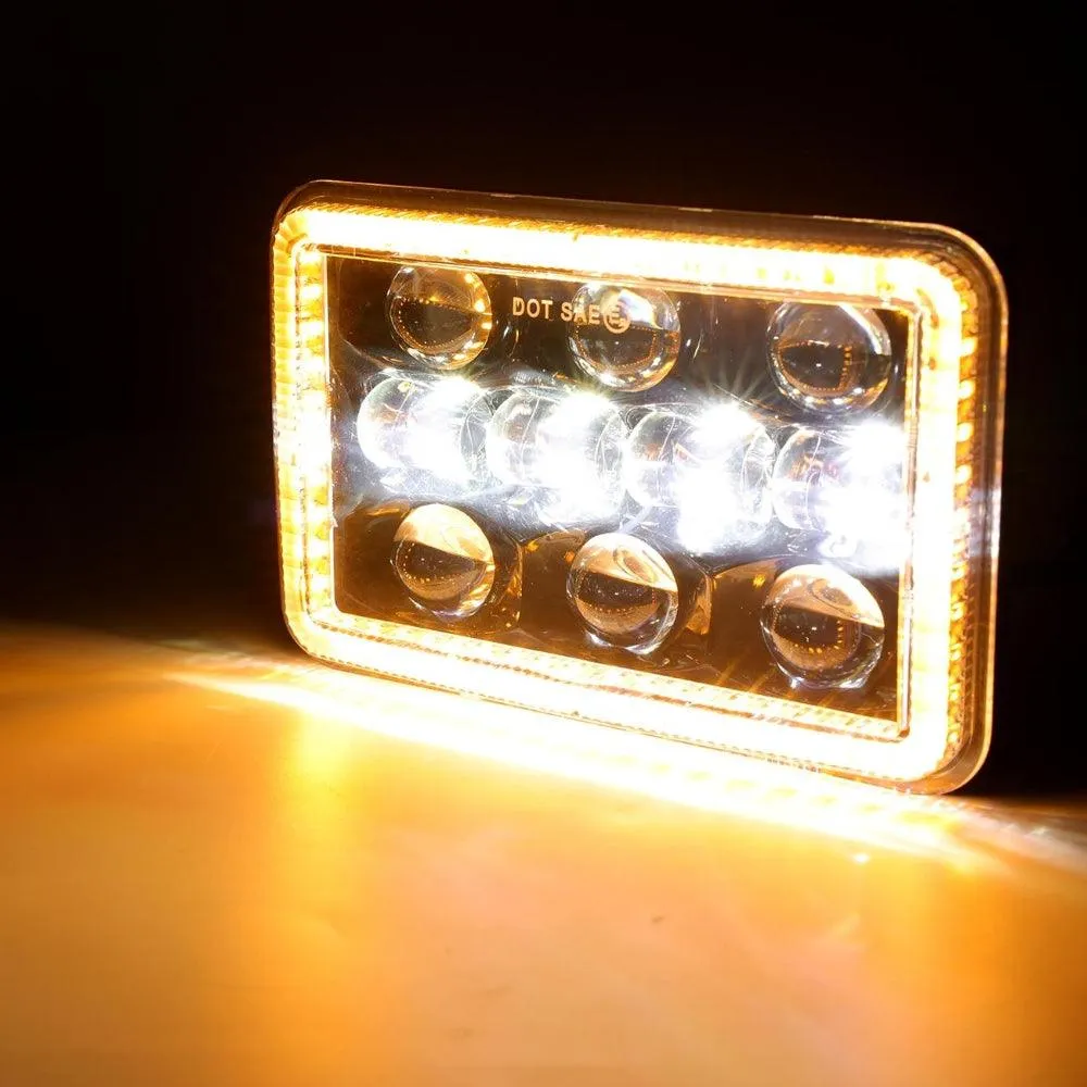 (2PCS/SET)  4x6 inch Sealed Beam LED Headlight with Hi/Low Beam DRL Turn Signal Light