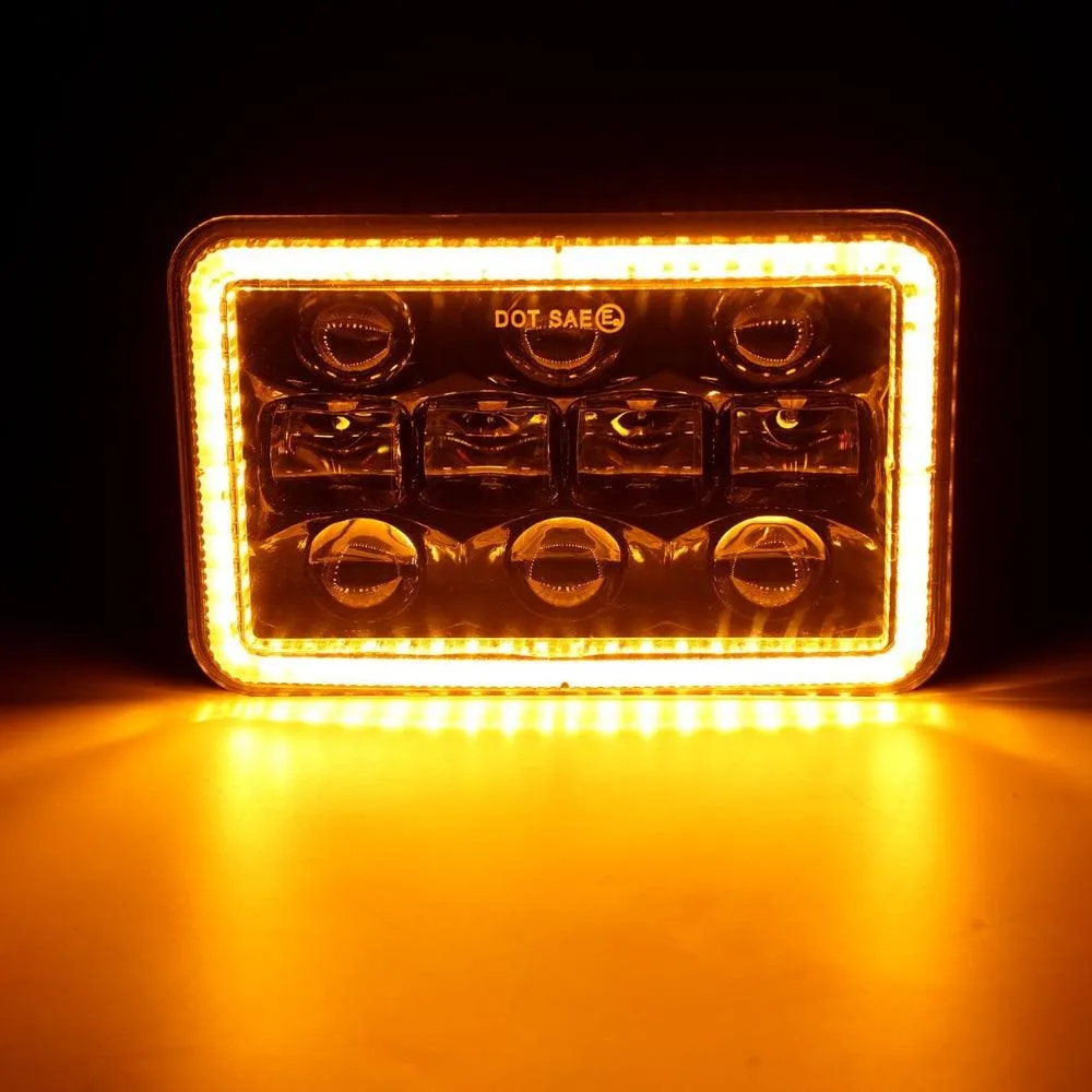 (2PCS/SET)  4x6 inch Sealed Beam LED Headlight with Hi/Low Beam DRL Turn Signal Light