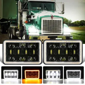 (2PCS/SET)  4x6 inch Sealed Beam LED Headlight with Hi/Low Beam DRL Turn Signal Light