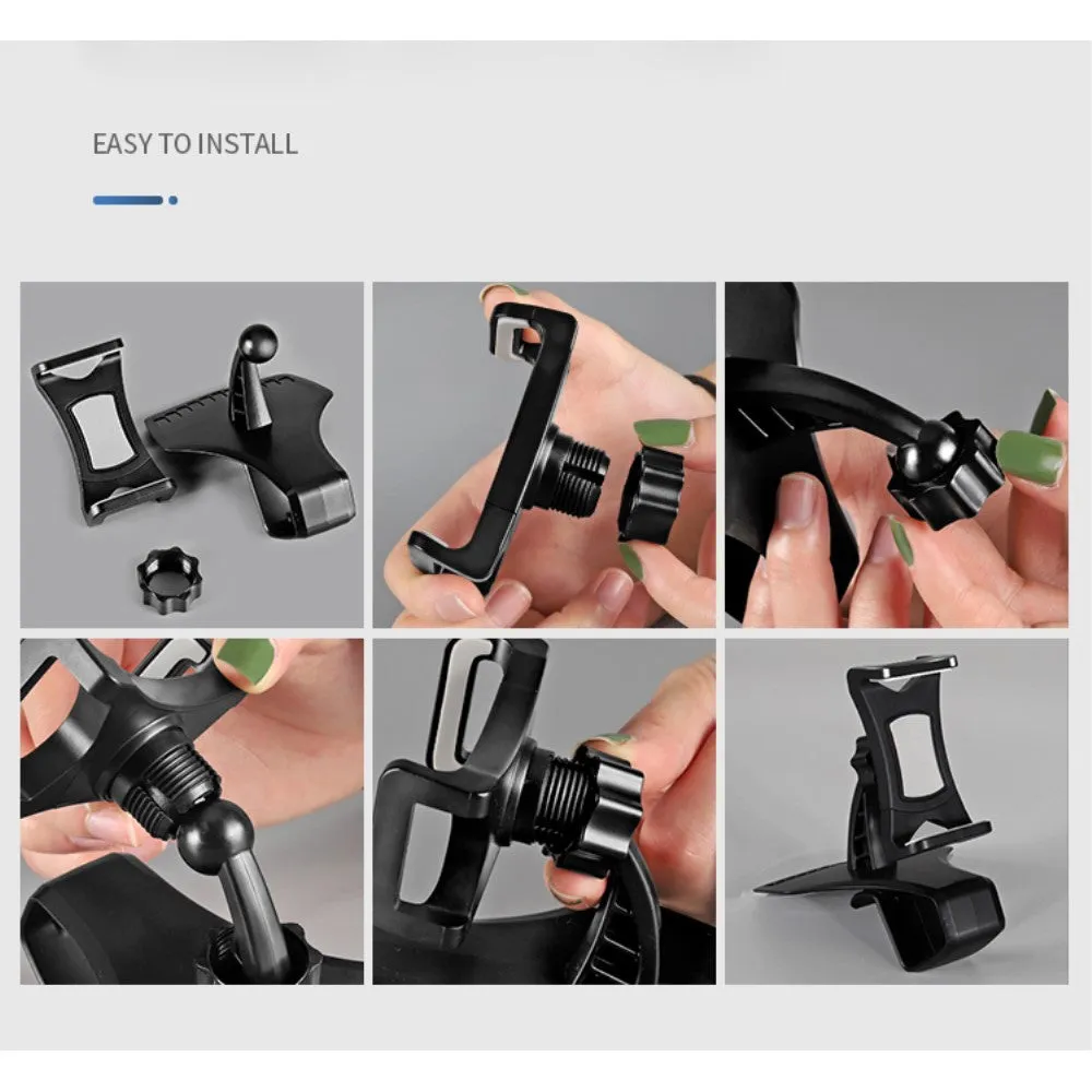 3 in 1 Car GPS Smartphone Holder: Dashboard / Visor Clamp   AC Grid Clip for BLU Studio M HD, S110L - Black
