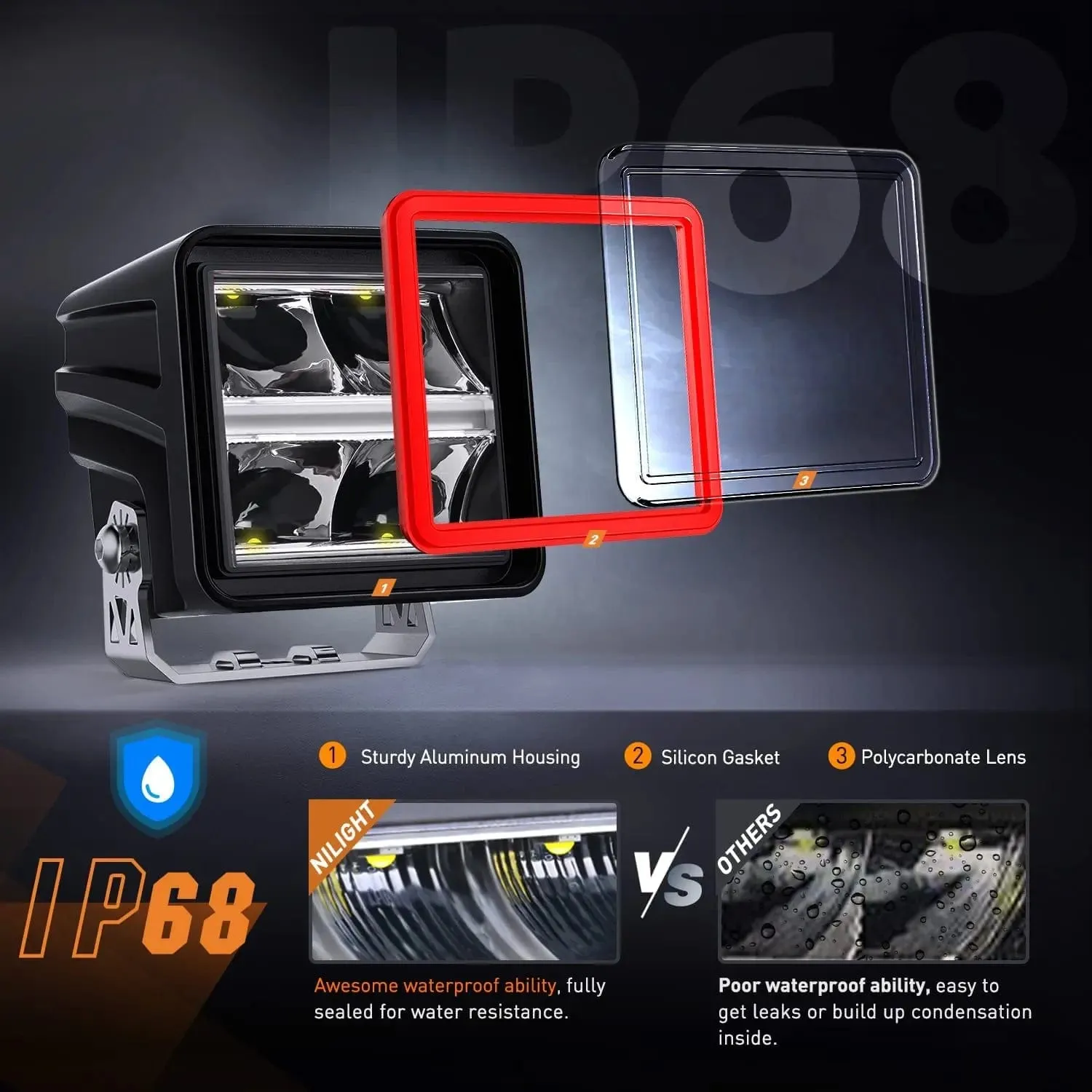 3 Inch 20W 2200LM DRL Spot Cube LED Pods (Pair) | 16AWG DT Wire