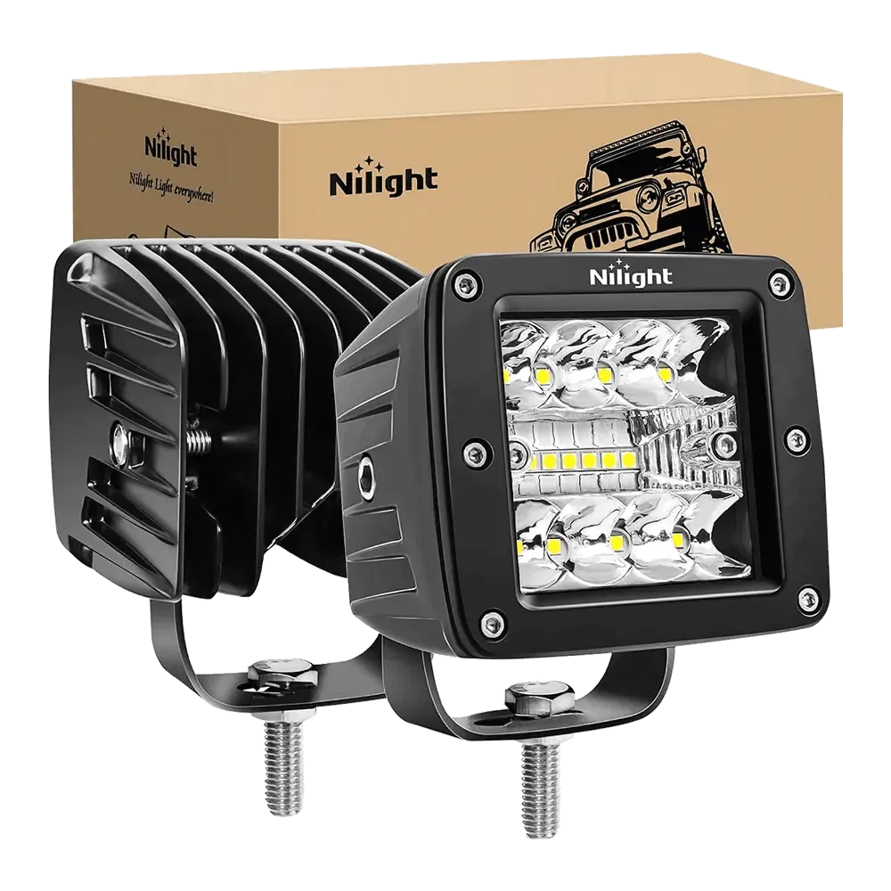 3 Inch 42W Upgraded Triple Row Spot Flood Square LED Pods (Pair)