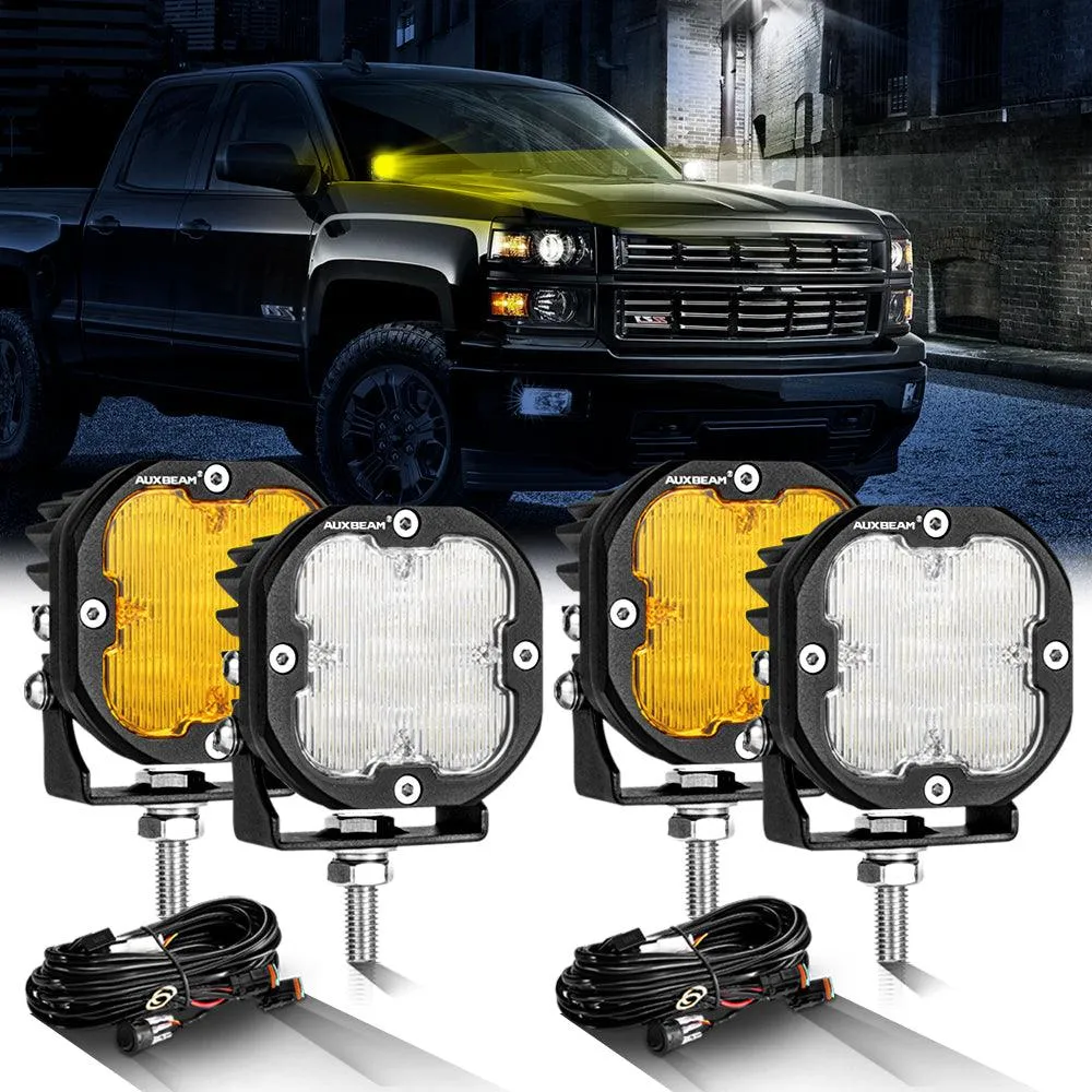 3 Inch 80W 9600LM LED Pods Lights White&Amber for CHEVROLET