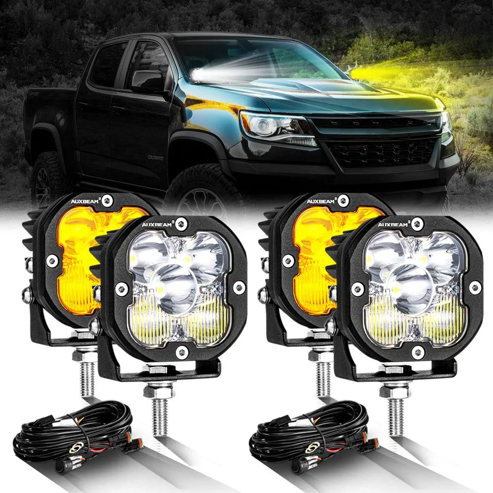 3 Inch 80W 9600LM LED Pods Lights White&Amber for CHEVROLET