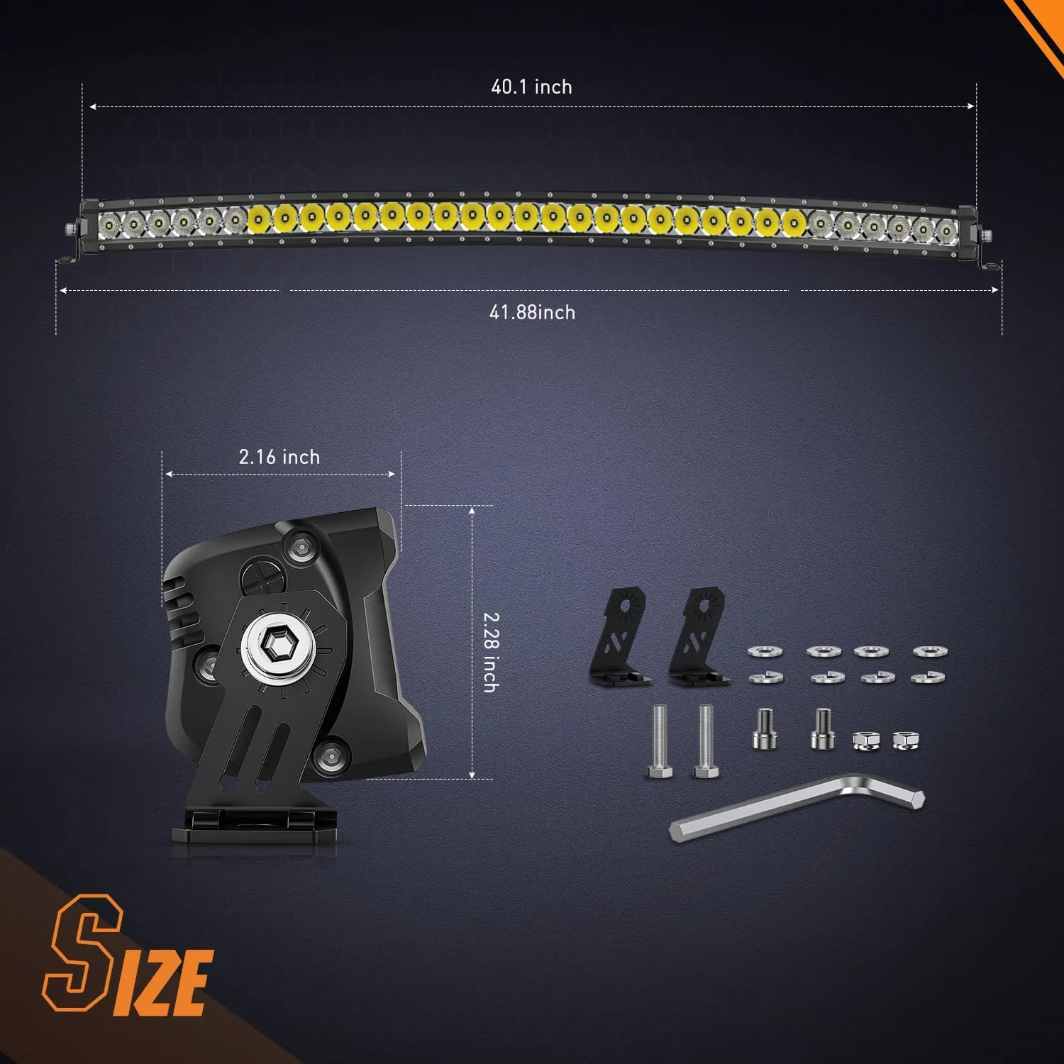 42 Inch 165W 16500LM Slim Anti-Glare DRL Spot Flood Curved Led Light Bar