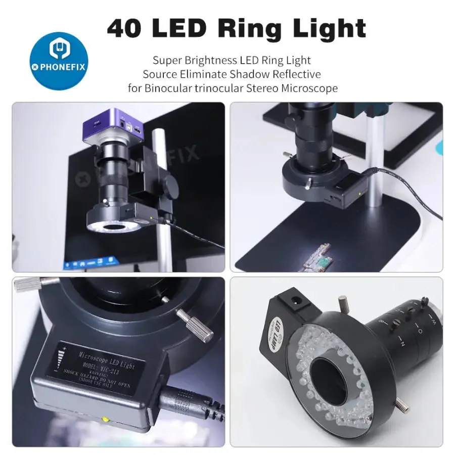 47mm 40 LEDs Microscope Ring Light Illuminator Lamp for Industrial Camera