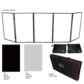 5 Panel Black Frame DJ Facade W-Stainless Quick Release 180 Deg. Hinges