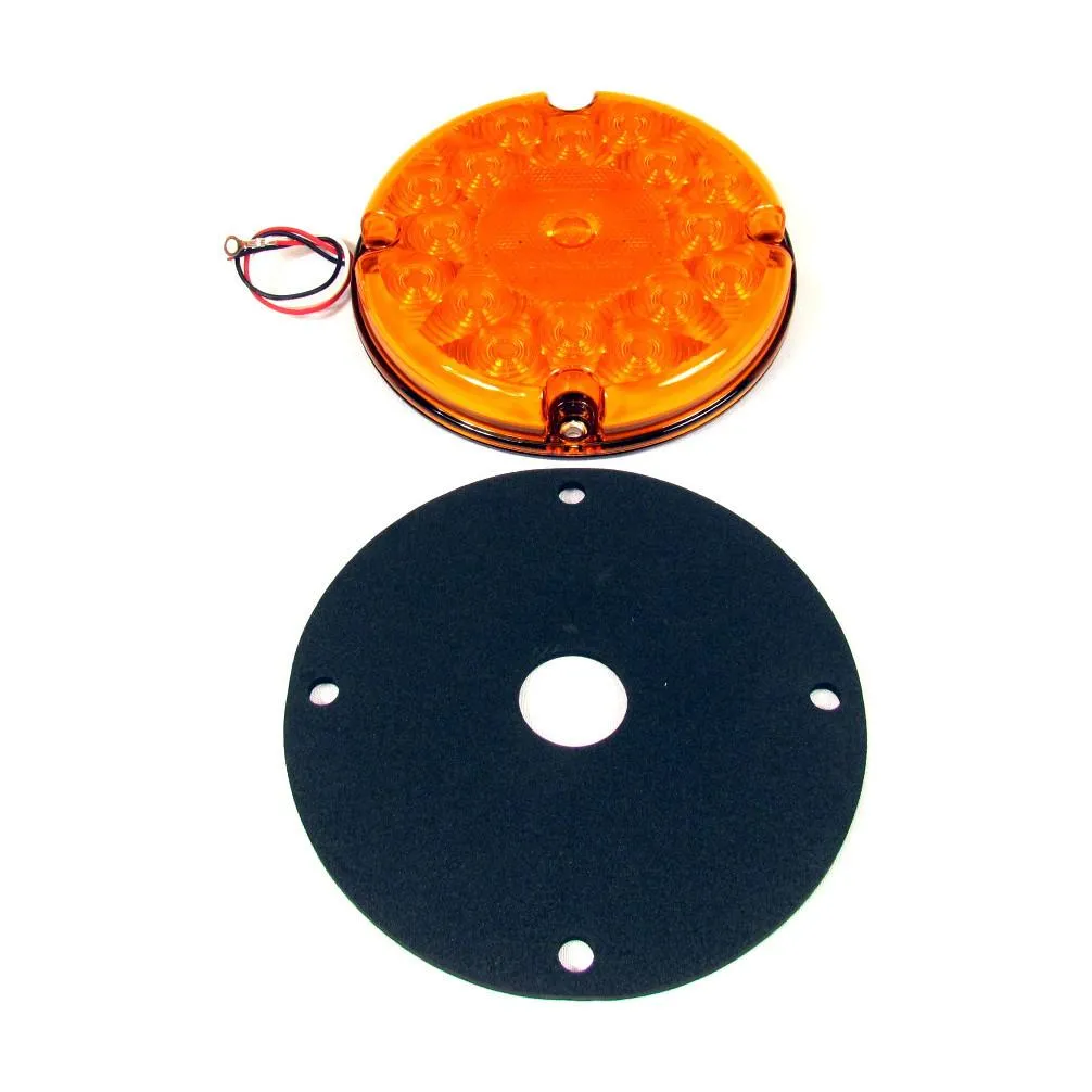 7" Amber Round Tail/Turn Led Bus Light With 17 Leds And Amber Convex Dot Lens | F235309