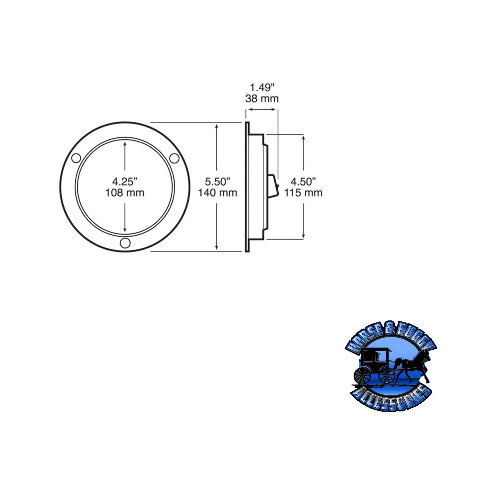883K-7 4" Red and White LED Stop/Turn/Tail, & Back-Up Light, Round, Flange-Mount w/ Plug, Kit