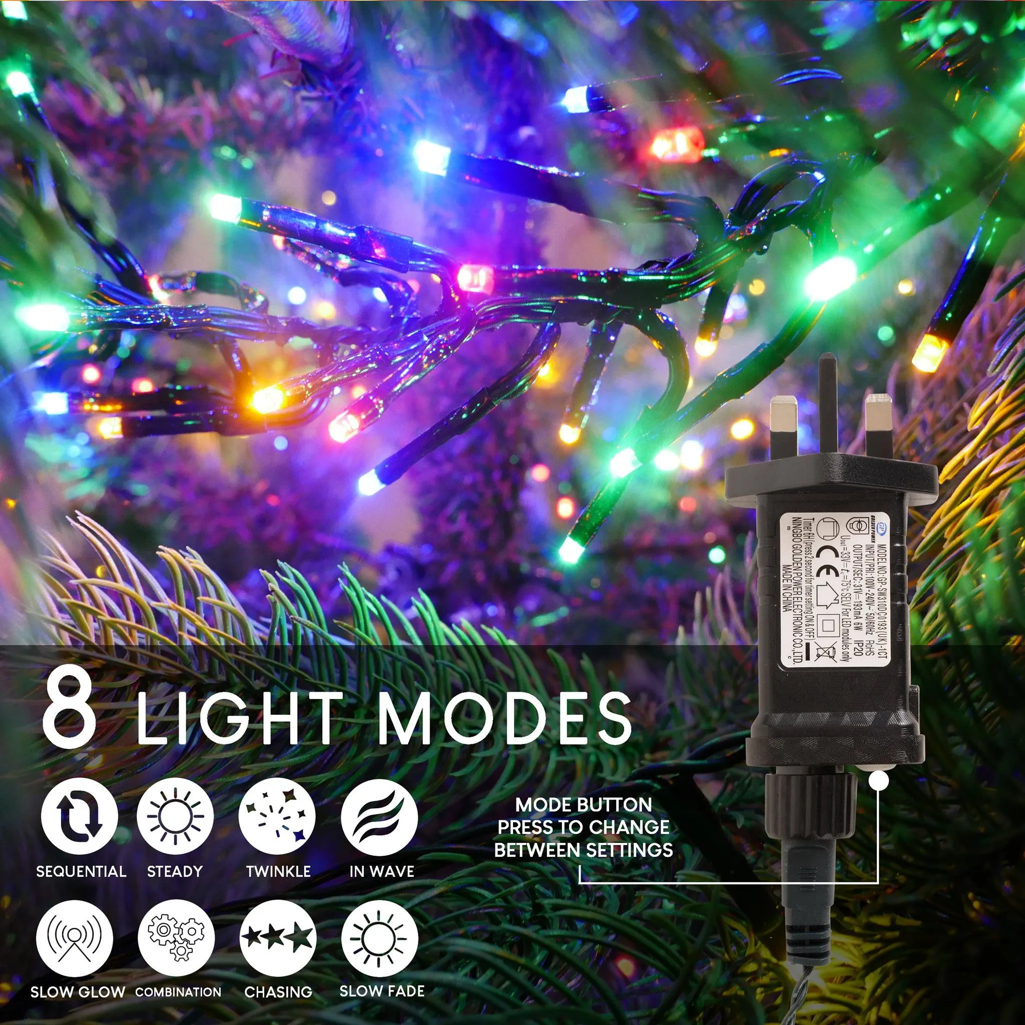 960 LED Cluster Lights - Multi Colour - 12M