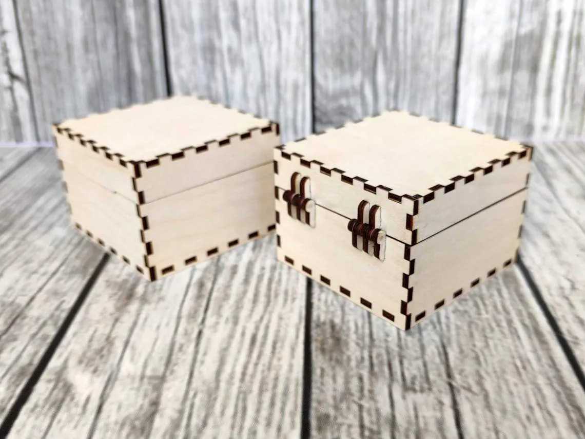 AmericanElm Pack of 2 Unfinished Wooden Box Craft Stash Boxes  Arts Hobbies and Home Storage