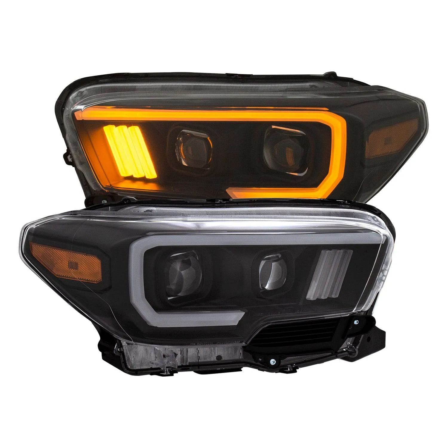 Anzo Black Plank Style Switchback Project Headlights - 2023-2016 Toyota Tacoma SR/SR5 Models (111396)