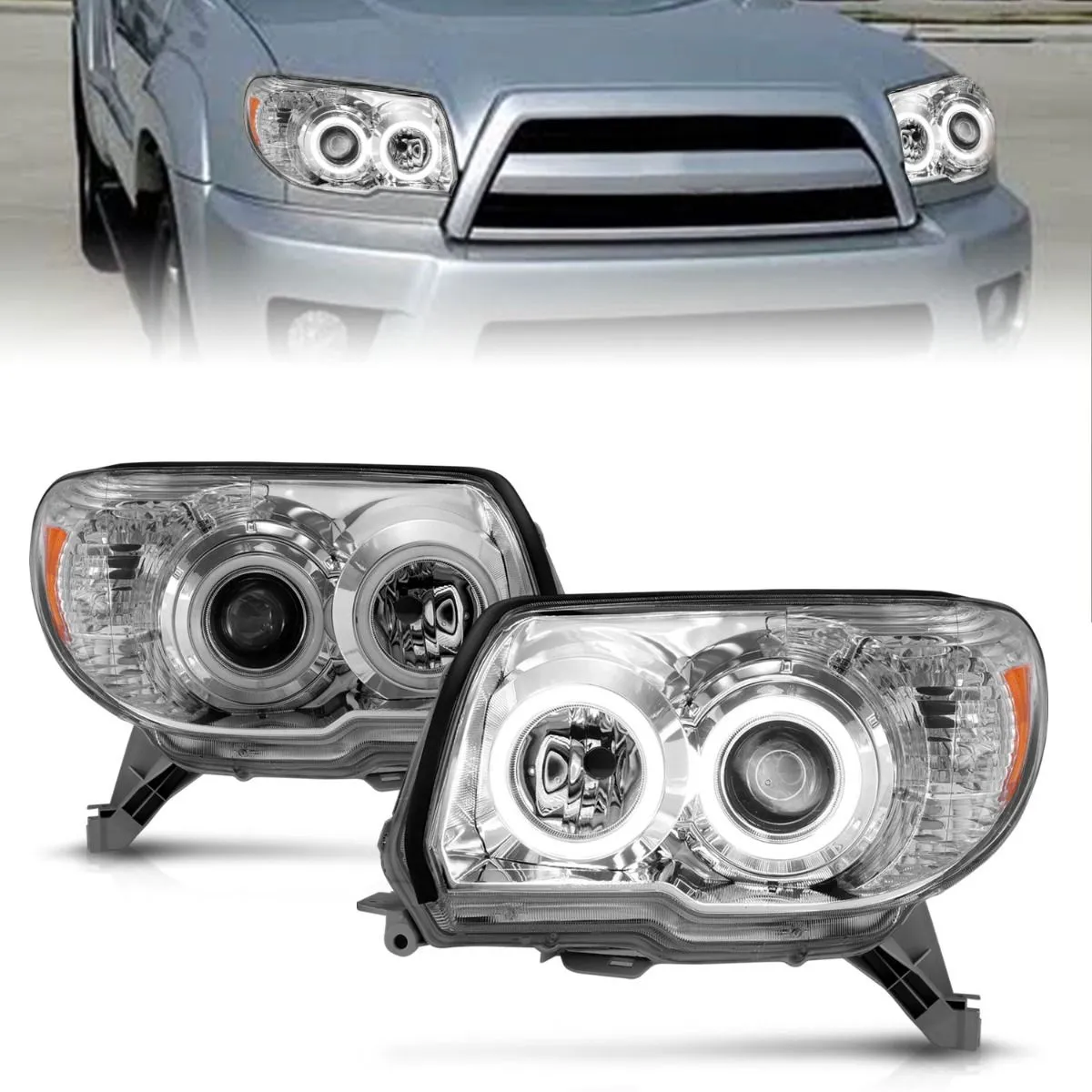 Anzo Projector Chrome Headlights RX Halo For 4Runner (2006-2009)