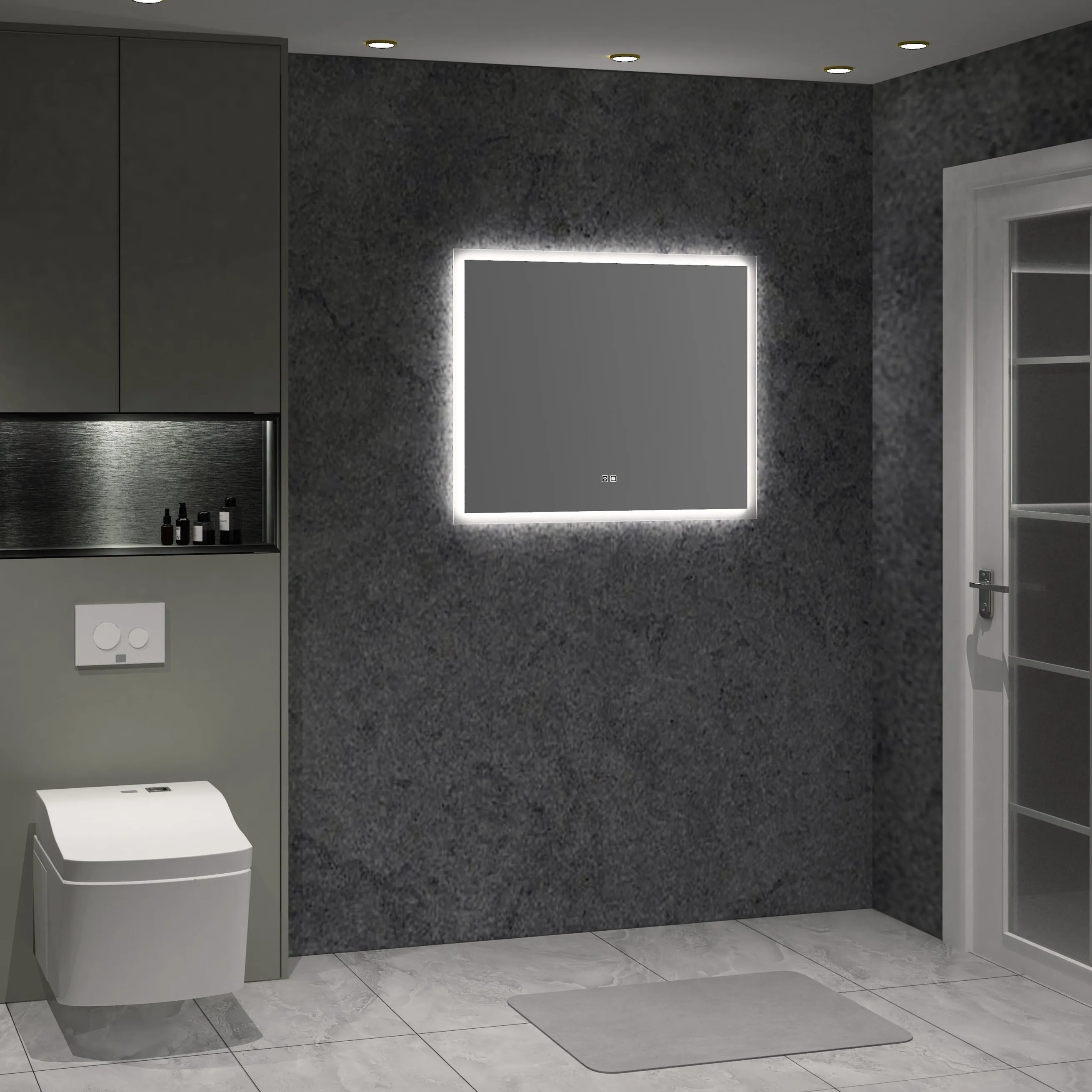 Apollo Rectangle Anti-Fog Backlit LED Bathroom Mirror 900mm x 750mm