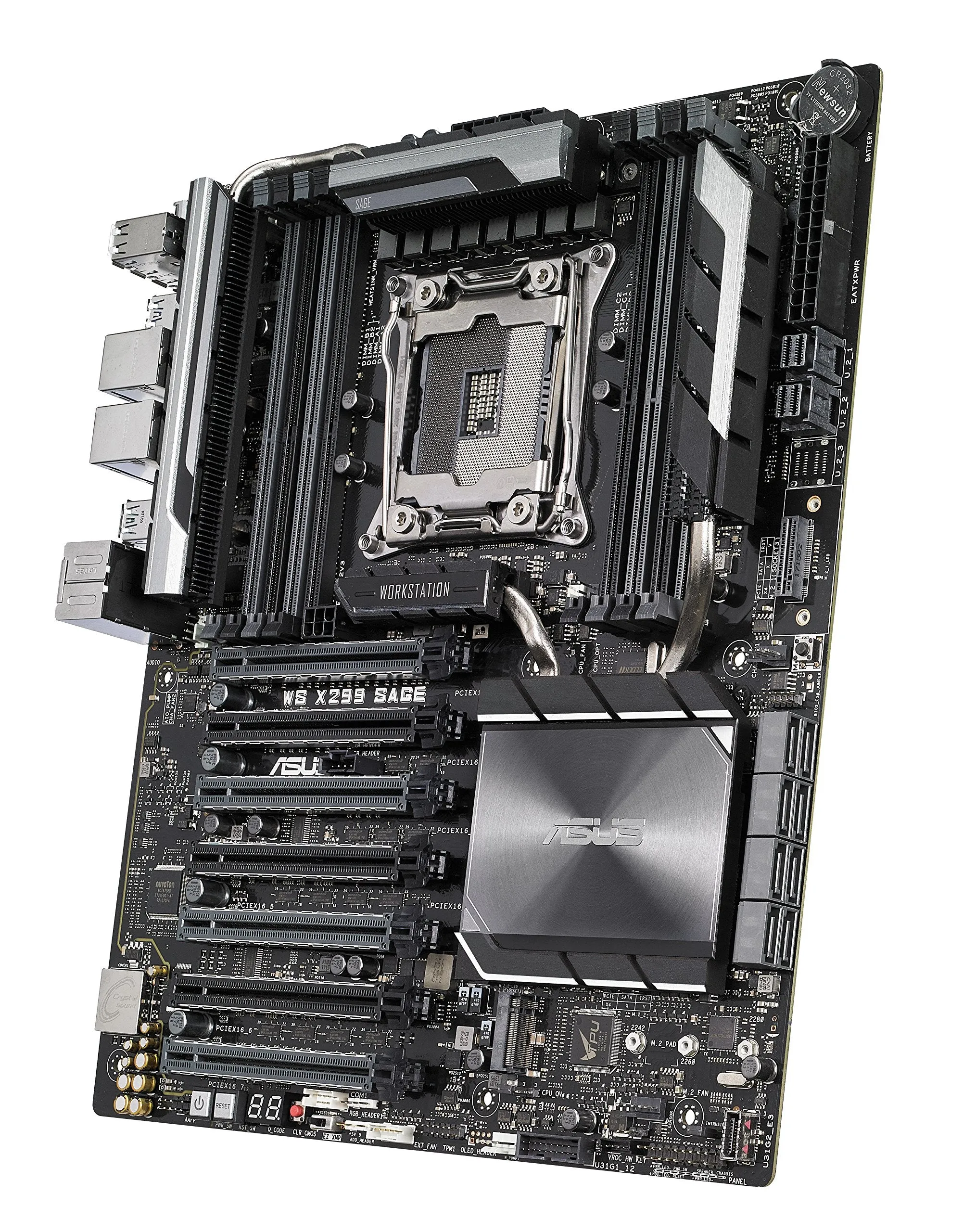 ASUS WS X299 SAGE LGA2066 DDR4 M.2 U.2 X299 CEB Motherboard for Intel Core X-Series Processors with Quad-GPU Support, DDR4 4200MHz, Dual M.2 & U.2 Support
