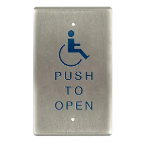 BEA 10PBO241 Stainless steel push plate, 2.75 In. by 4.5 In., single gang, blue handicap logo and text