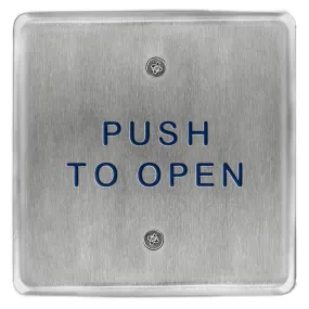 BEA 10PBS Stainless steel push plate, 4.75 In. square, blue text only