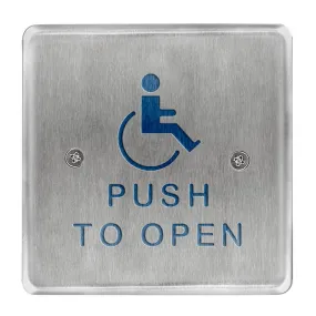BEA 10PBS451 Stainless steel push plate, 4.5 In. square, blue handicap logo and text