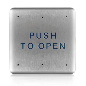 BEA 10PBS6 Stainless steel push plate, 6 In. square, blue text only