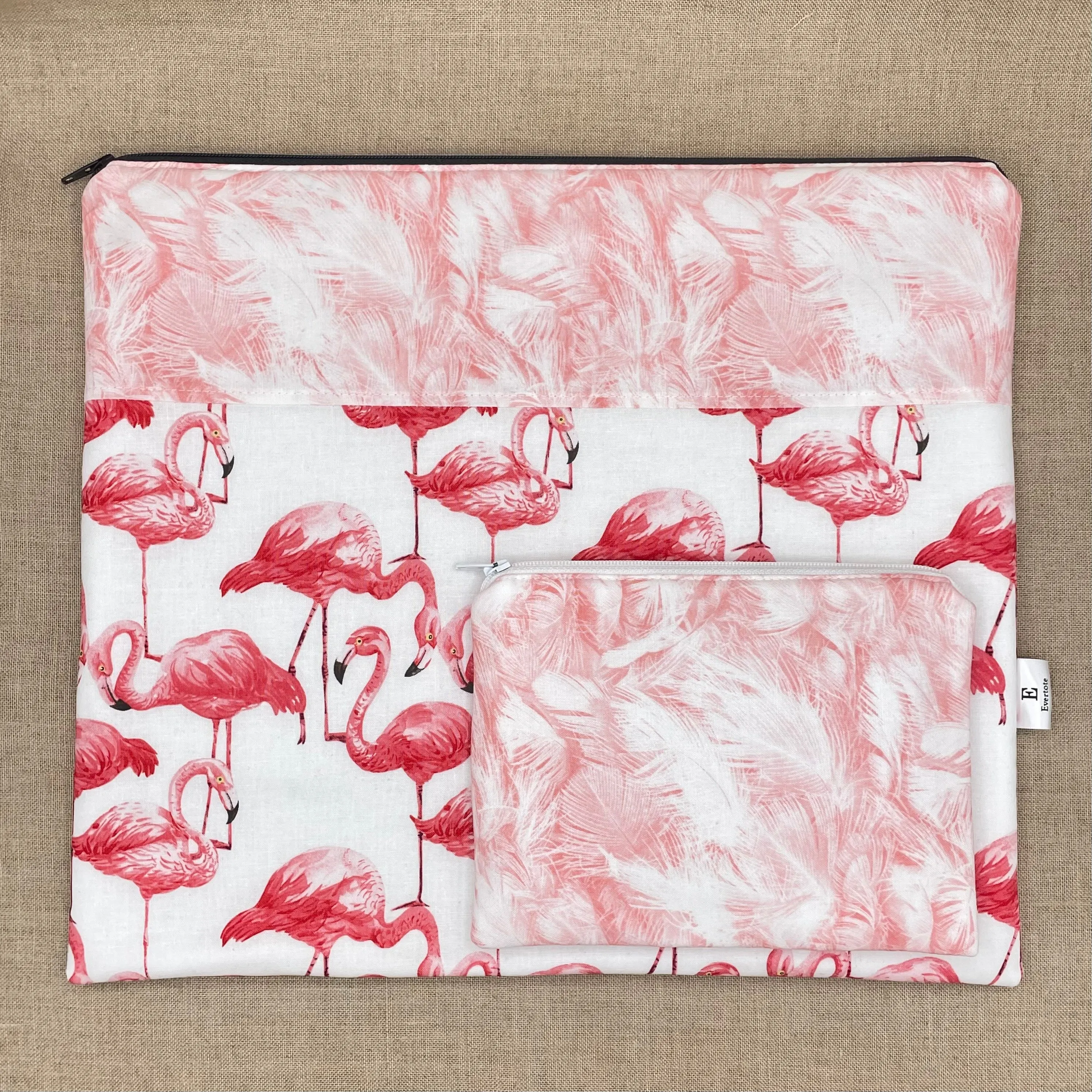 Bendy Stitchy Designs, Roxy Floss Co, and Evertote: Flamingo Duo Full Kit - with Bag Set, PDF Chart, Roxy Floss, and Enamel Needleminder