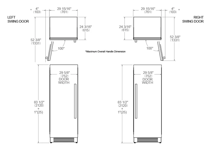 Bertazzoni 30 inch Left Door Stainless Steel Built-in Refrigerator REF30RCPIXL/23