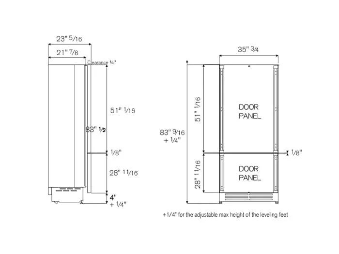 Bertazzoni 36 inch Reversible Door Built-In Bottom Mount Refrigerator REF36BMBZPNV