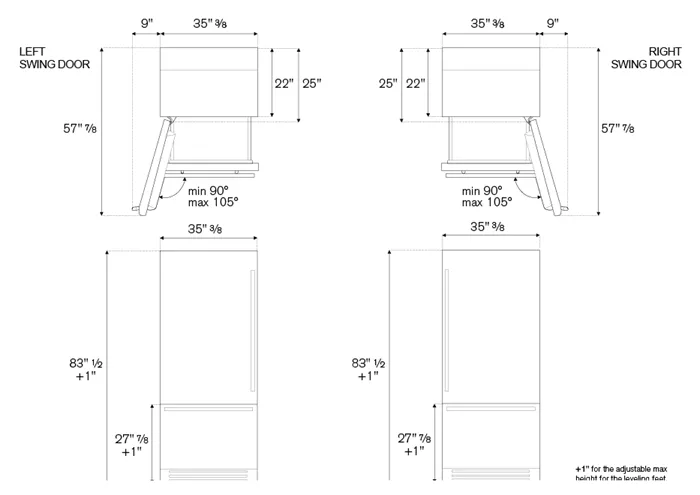 Bertazzoni 36 inch Right Door Stainless Steel Built-In Bottom Mount Refrigerator REF36BMBIXRT