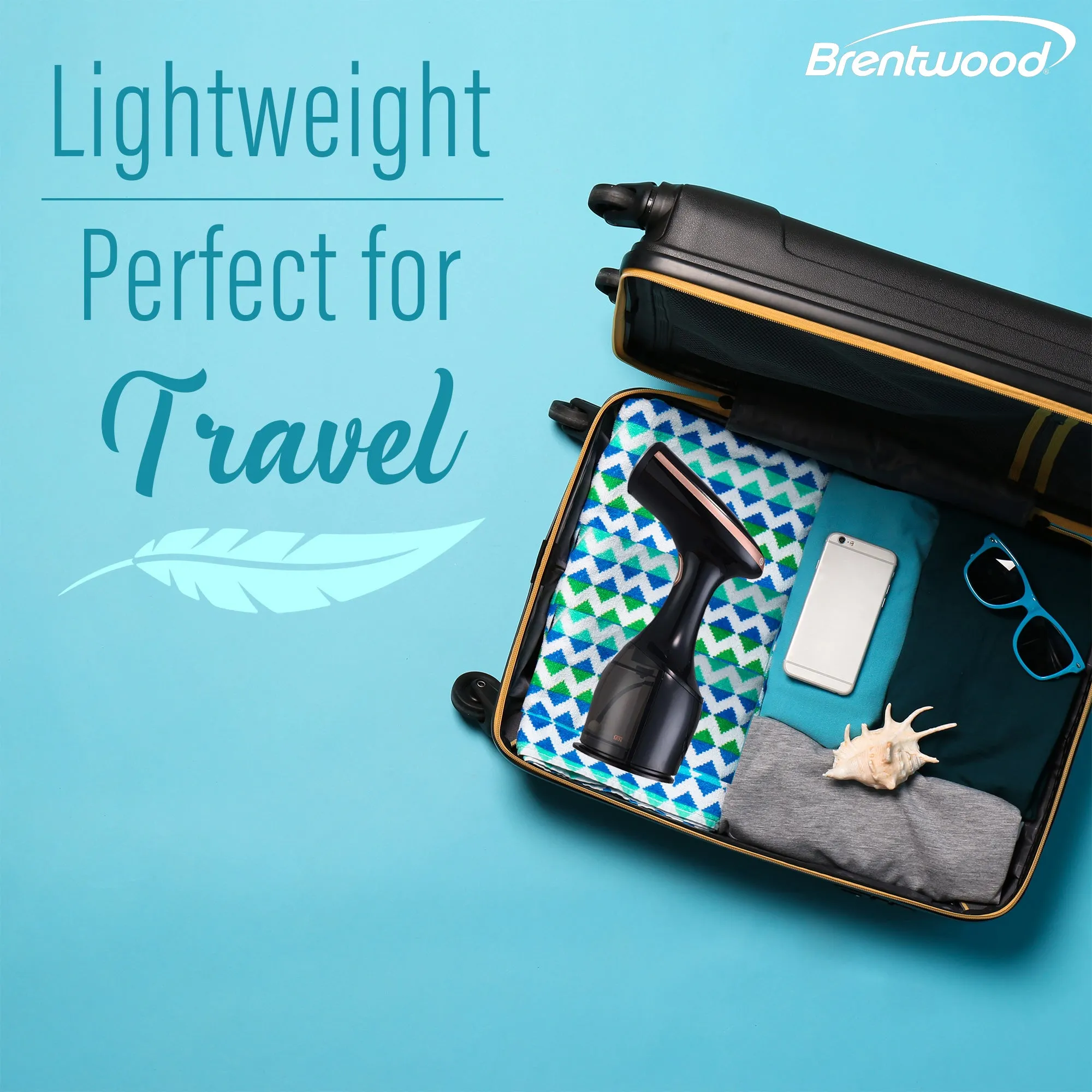 Brentwood MPI-42BK 1200W Portable Handheld Garment Iron Steamer for Clothes and More for Home, Office, and Travel, Black