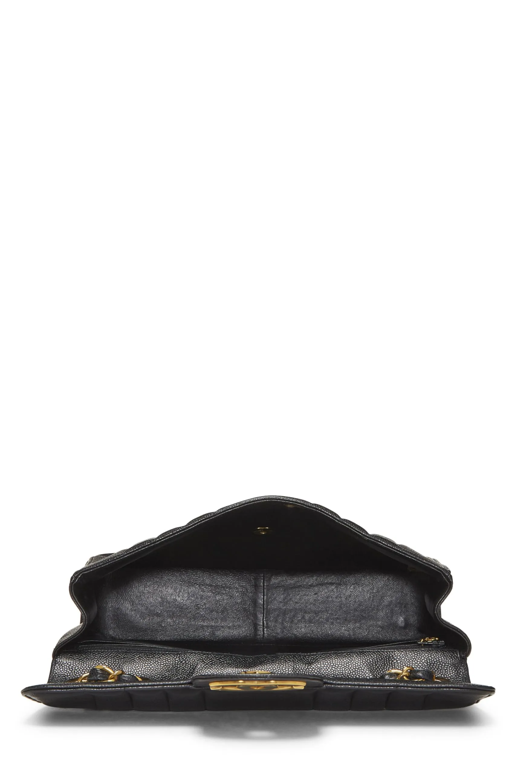 Chanel,  Black Caviar Vertical Half Flap Jumbo, Black