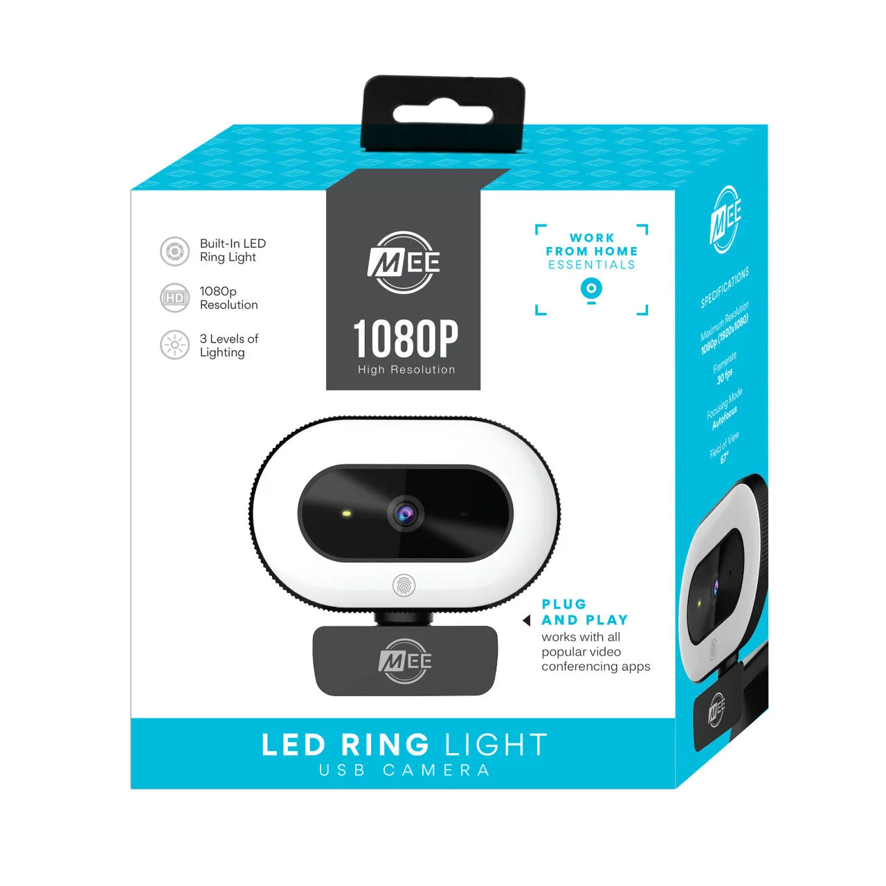 CL8A 1080p Live Webcam with LED Ring Light