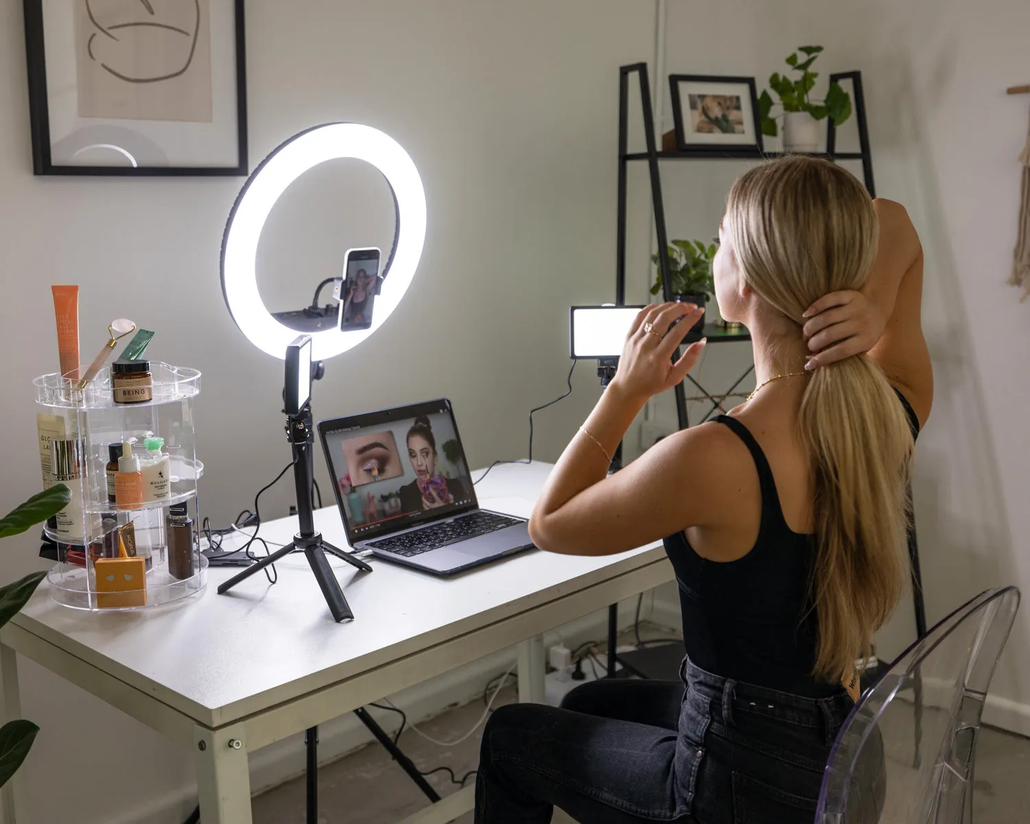 Complete Beauty Ring Light Studio Diamond Luxe & 5.5" LED Crystal Duo Lighting Kit - Bundle