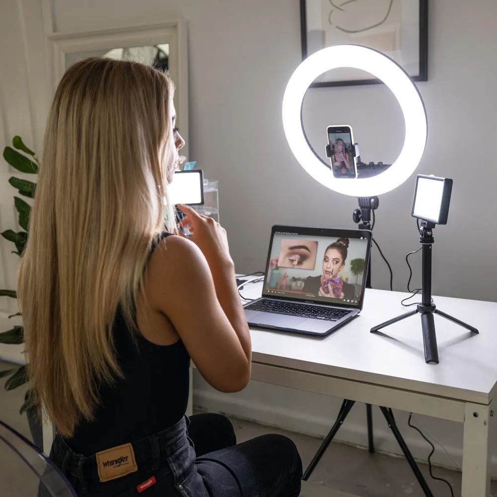Complete Beauty Ring Light Studio Diamond Luxe & 5.5" LED Crystal Duo Lighting Kit - Bundle