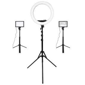 Complete Beauty Ring Light Studio Diamond Luxe & 5.5" LED Crystal Duo Lighting Kit - Bundle