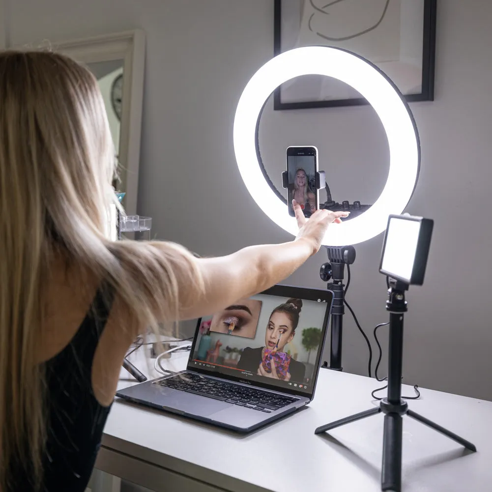 Complete Beauty Ring Light Studio Diamond Luxe & 5.5" LED Crystal Duo Lighting Kit - Bundle